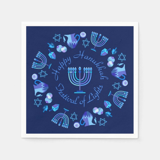 Hanukkiah Happy Hanukkah Jewish Holiday Menorah Serviette (Vorderseite)