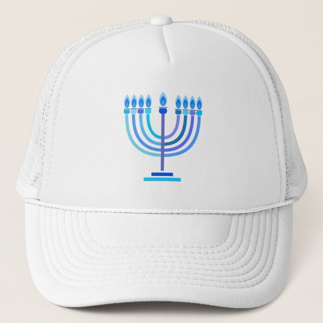 Hanukkiah Happy Hanukkah Jewish Holiday Menorah Truckerkappe (Vorderseite)