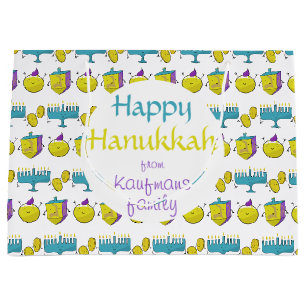 Hanukkkah moderne lustige fügen Sie Ihren Namen b Große Geschenktüte