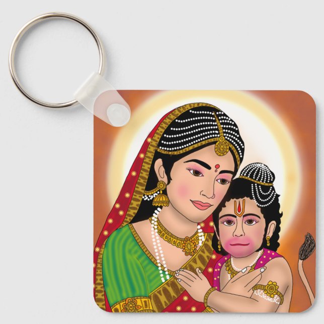 Hanuman & Anjana Mata Schlüsselanhänger (Vorderseite)