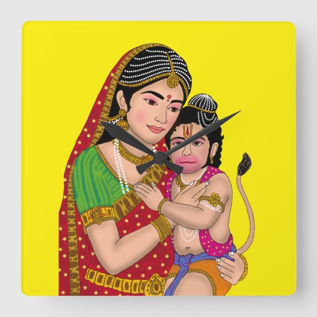 Hanuman & Anjana Mata Wanduhr (Vorderseite)