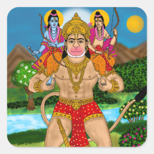 Hanuman-Aufkleber Quadratischer Aufkleber