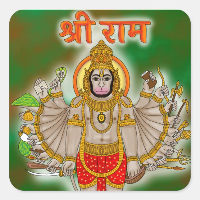 Hanuman-Aufkleber Quadratischer Aufkleber (Vorderseite)