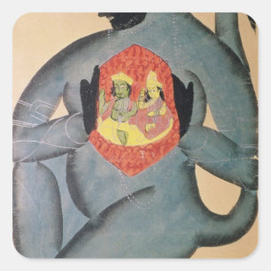 Hanuman, das Rama und Sita aufdeckt Quadratischer Aufkleber