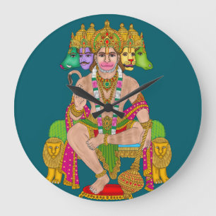 Hanuman Ji Clock   Hindu Lord Hanuman Spiritual Wa Große Wanduhr