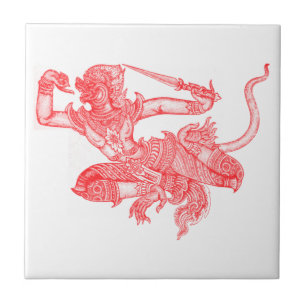 Hanuman Vintage-Buchillustration Fliese