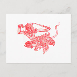 Hanuman-Vintage-Buchillustration Postkarte