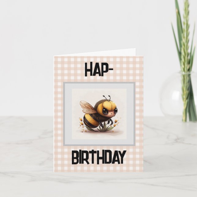 Hap Bee Birthday Karte (Vorderseite)