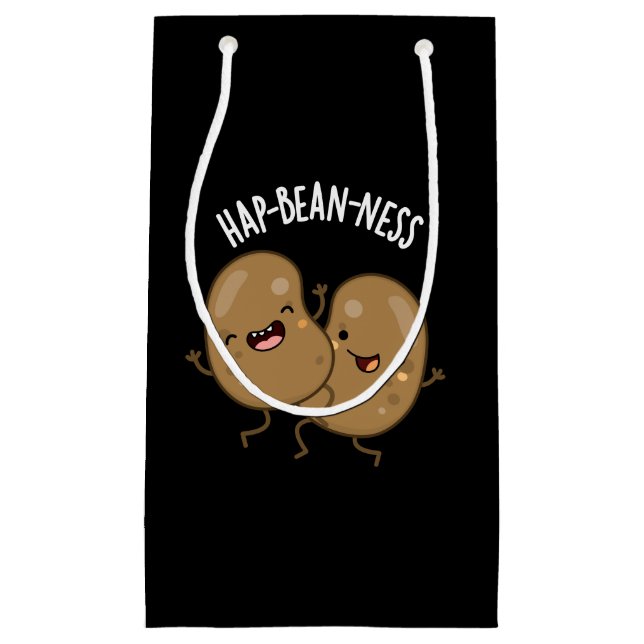 Hap-bohnen-ness Funny Bean Pun Dark BG Kleine Geschenktüte (Vorderseite)