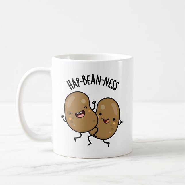 Hap-bohnen-ness Funny Bean Pun Kaffeetasse (Links)