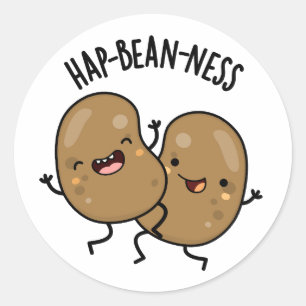 Hap-bohnen-ness Funny Bean Pun Runder Aufkleber