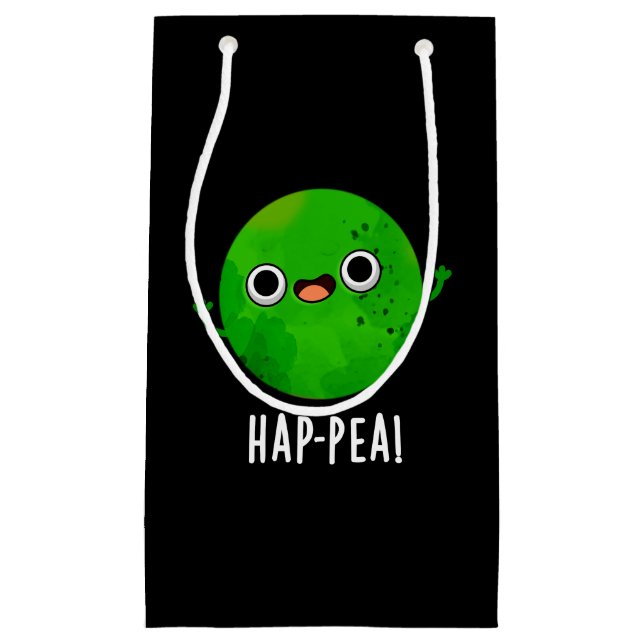 Hap-pea Funny Happy Pea Pun Dark BG Kleine Geschenktüte (Vorderseite)
