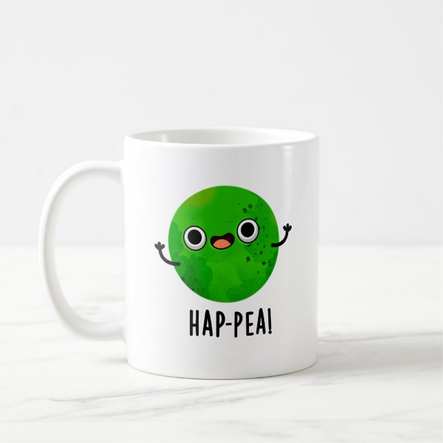 Hap-pea Funny Happy Pea Pun Kaffeetasse (Links)