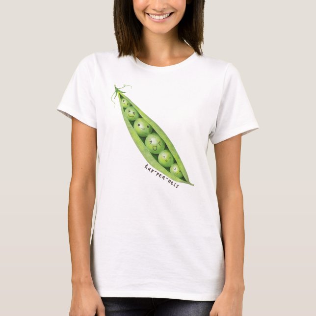 Hap-pea-ness Grüne Platterbsen in einem Pod T-Shirt (Vorderseite)