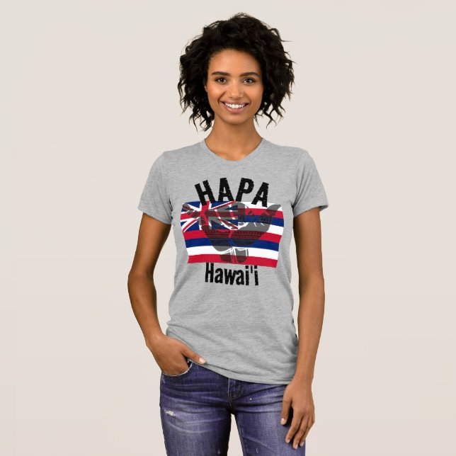 HAPA HAWAII HI Flag TRIBAL SHAKA BG T-Shirt (Vorne ganz)