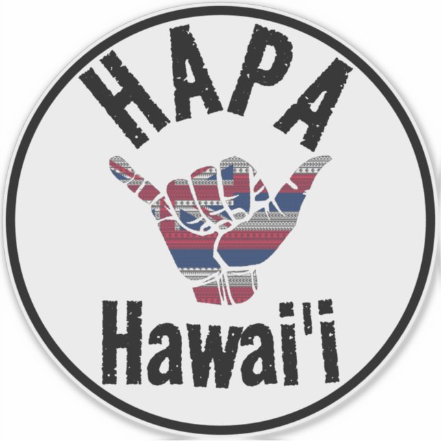 HAPA HAWAII TRIBAL HI Flag SHAKA Aufkleber (Vorderseite)