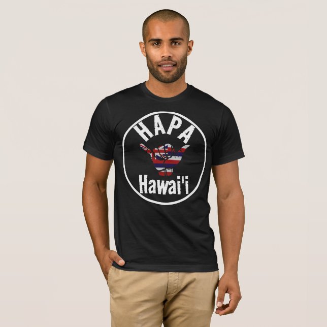 HAPA HAWAII TRIBAL HI Flag SHAKA T-Shirt (Vorne ganz)