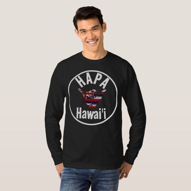HAPA HAWAII TRIBAL HI Flag SHAKA T-Shirt (Vorne ganz)
