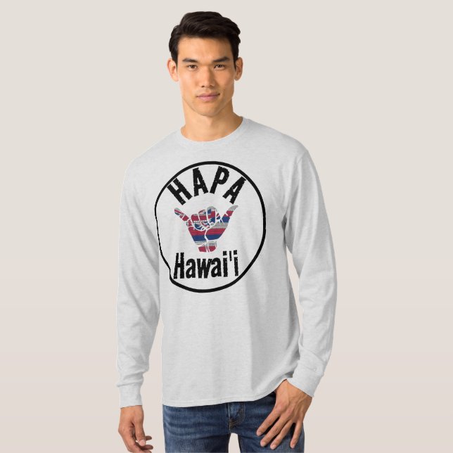 HAPA HAWAII TRIBAL HI Flag SHAKA T-Shirt (Vorne ganz)