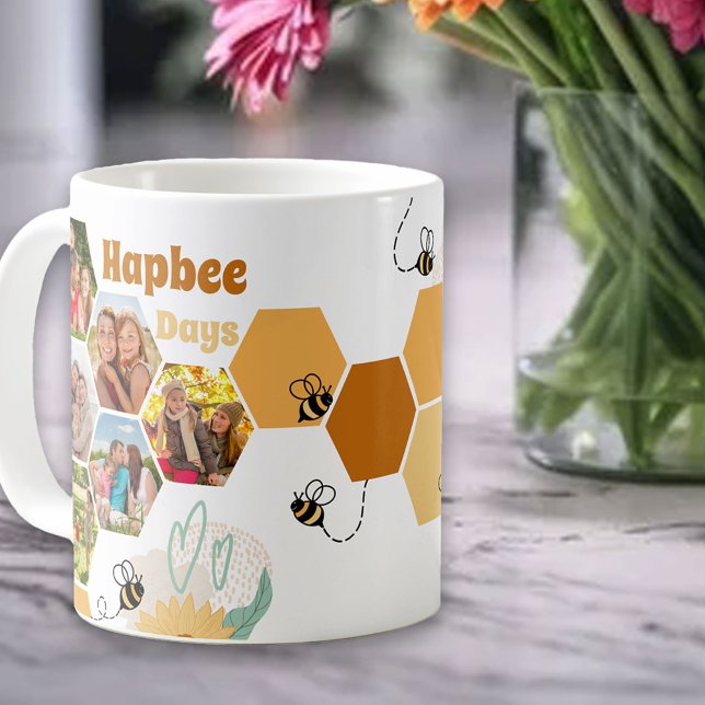 Hapbee Days 7 Foto Collage Bee and Honeycomb Kaffeetasse (Von Creator hochgeladen)
