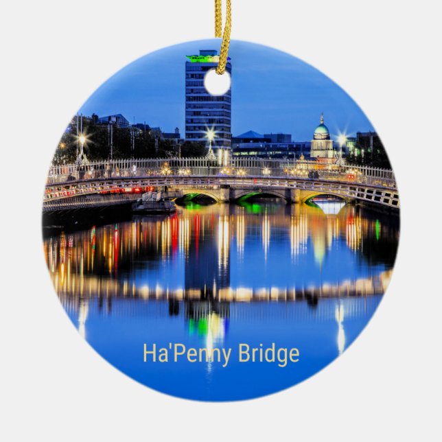 Ha'Penny Bridge, Dublin, Irland Keramik Ornament (Vorne)