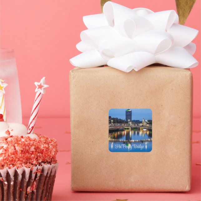 Ha'Penny Bridge, Dublin, Irland Quadratischer Aufkleber (Party)