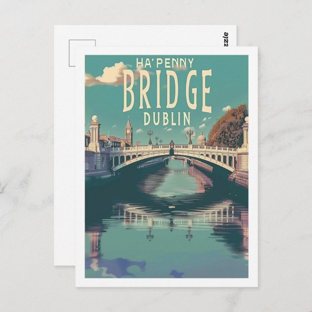 Ha'penny Bridge Dublin Vintag Postkarte (Vorne/Hinten)