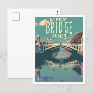 Ha'penny Bridge Dublin Vintage Berühmter Reiseort Postkarte