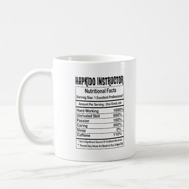 Hapkido Instructor Nutritional Facts 11oz Tasse (Links)