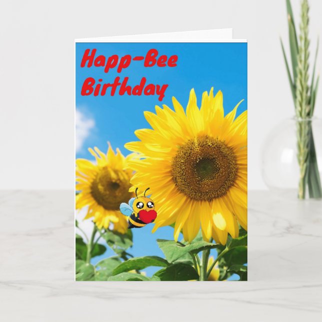 Happ-Bee Birthday Karte (Vorderseite)
