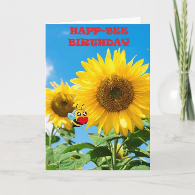 Happ-Bee Birthday Karte (Vorderseite)