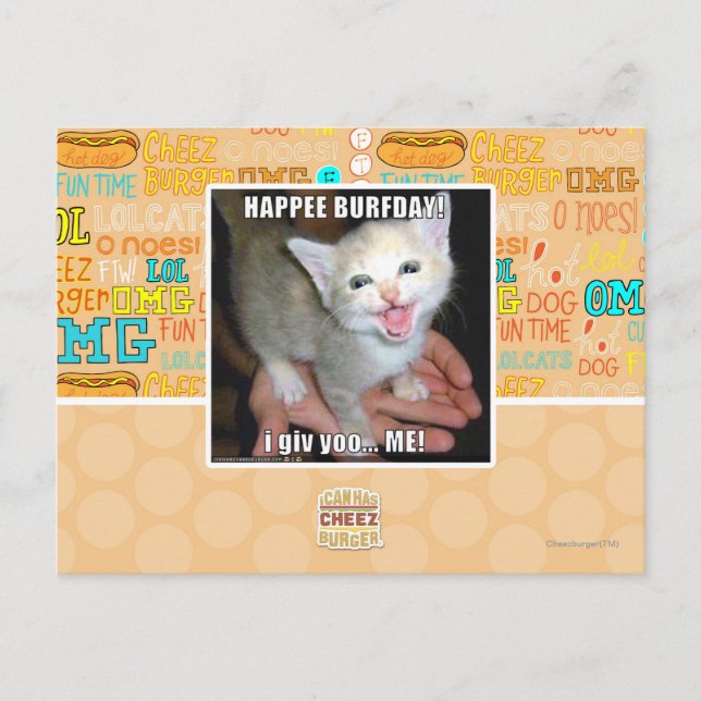 HAPPEE BURFDAY! POSTKARTE (Vorderseite)