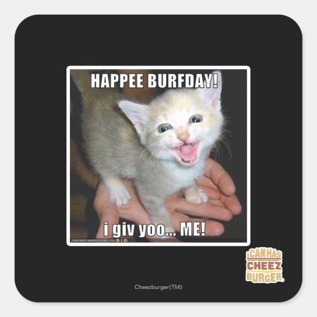HAPPEE BURFDAY! QUADRATISCHER AUFKLEBER (Vorderseite)