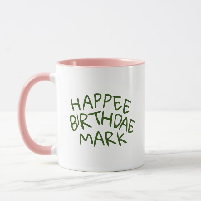 Happee Geburtstag Name mit grünem Text Tasse (Links)