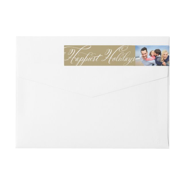 Happest Holiday Extravagant White Script Foto Adre (Rückseite)