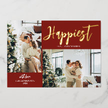 Happest Holidays Brush Script Foto Rot