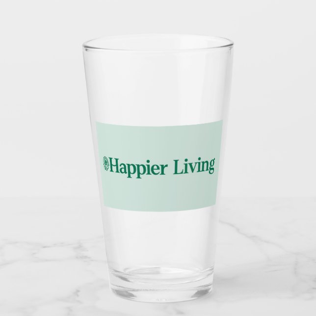 HAPPIER LEBENDES Trinkglas Glas (Vorderseite)
