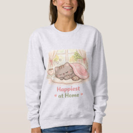 Happiest at Home Kawaii Cute Kitty Cat Homebody Sweatshirt