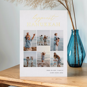 Happiest Hanukkah Elegante 6 Foto Collage Folien Feiertagskarte