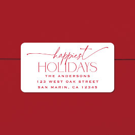 Happiest Holidays Elegant Christmas Return Address Adressaufkleber