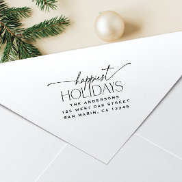 Happiest Holidays Elegant Christmas Return Address Permastempel