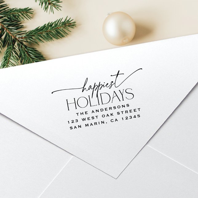 Happiest Holidays Elegant Christmas Return Address Permastempel (Von Creator hochgeladen)