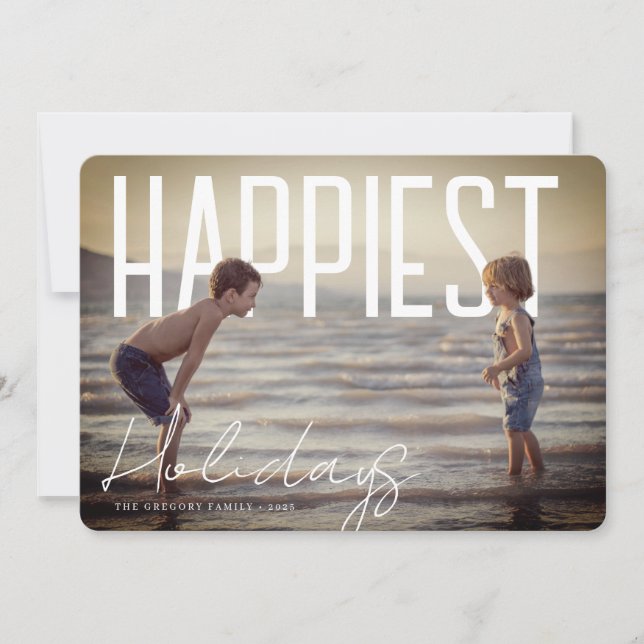 Happiest Holidays Modern Photo Card Feiertagskarte (Vorderseite)
