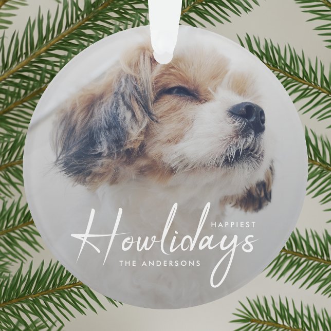 Happiest Howlidays | Dog Photo Christmas Minimal Ornament (Von Creator hochgeladen)