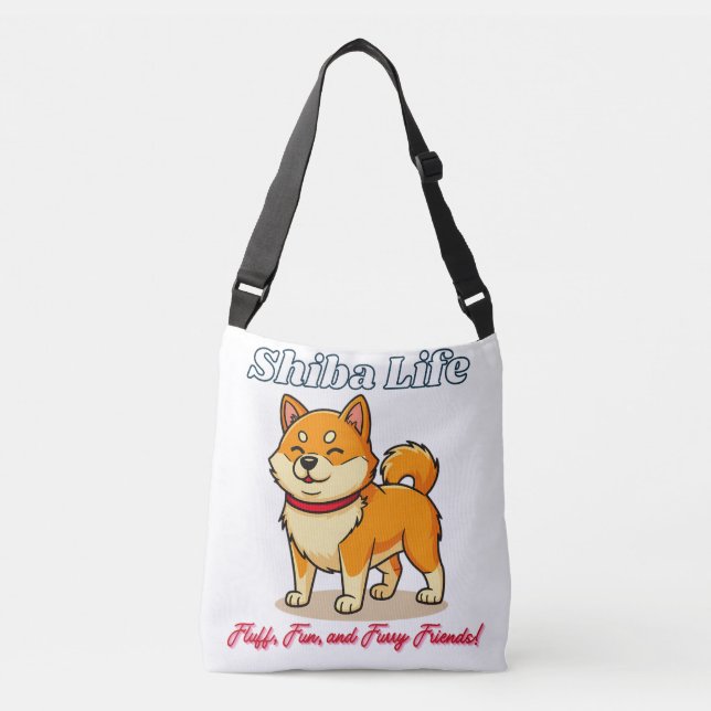 Happiest Shiba Inu Dog Tragetaschen Mit Langen Trägern (Vorderseite)