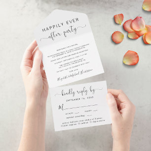Happil Ever After Party Menu Choice Wedding All In One Einladung
