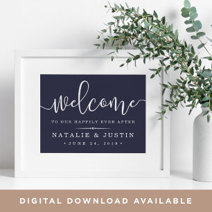 Happil Ever After Wedding Welcome Sign Poster