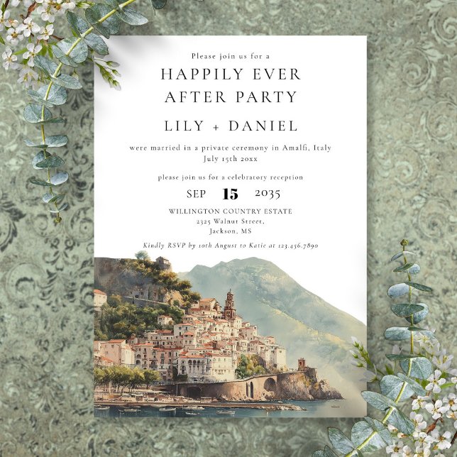 Happily Ever After Amalfi Italien Hochzeit Einladung (Happily Ever After Amalfi Italy Wedding Invitation)