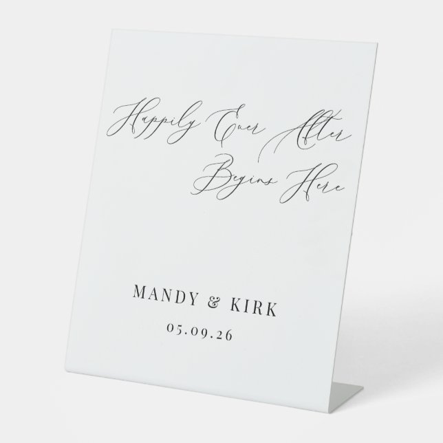 Happily Ever After Begins Here Wedding Backdrop  Sockelschild (Vorderseite)