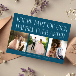 Happily Ever After Blaue Hochzeitsfotos Dankeskarte